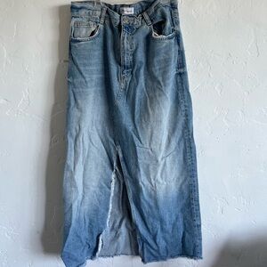 Zara Women’s Distressed Light Blue Relaxed Maxi Skirt